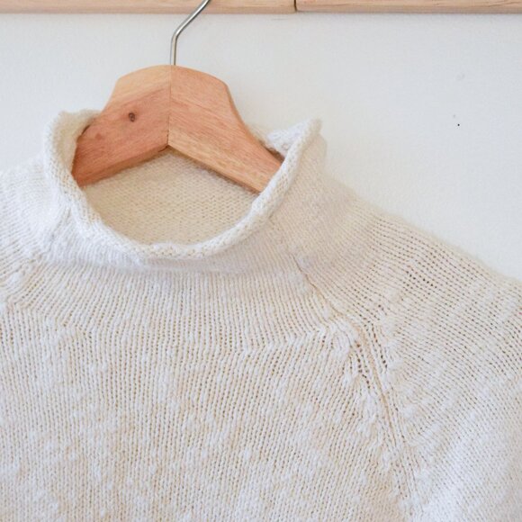 LL Bean white knit mock neck sweater - Picture 2 of 4